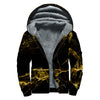 Black Gold Marble Print Sherpa Lined Zip Up Hoodie