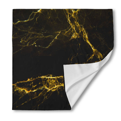 Black Gold Marble Print Silk Bandana