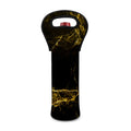 Black Gold Marble Print Single Neoprene Wine Tote