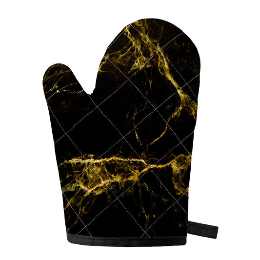 Black Gold Marble Print Single Oven Mitt