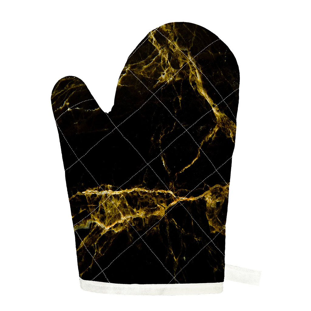Black Gold Marble Print Single Oven Mitt