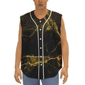 Black Gold Marble Print Sleeveless Baseball Jersey