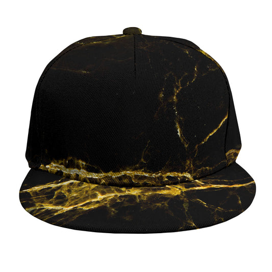 Black Gold Marble Print Snapback Cap