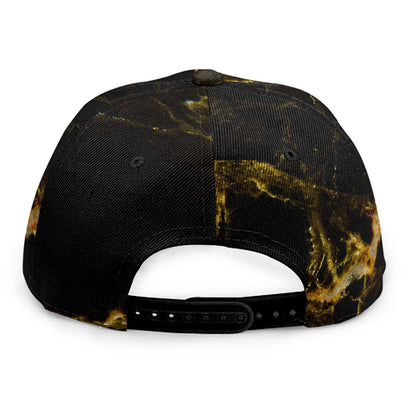 Black Gold Marble Print Snapback Cap