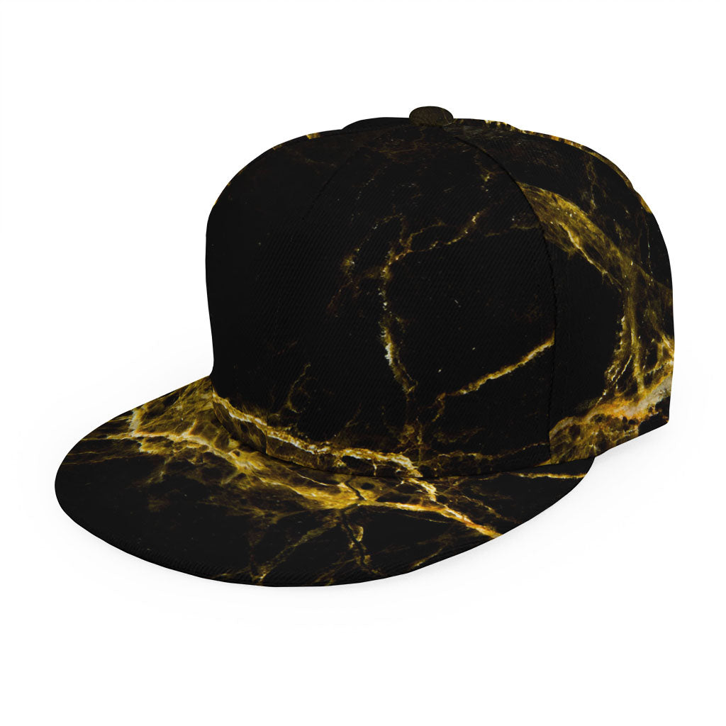 Black Gold Marble Print Snapback Cap