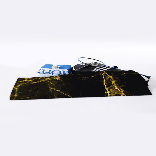 Black Gold Marble Print Sports Towel