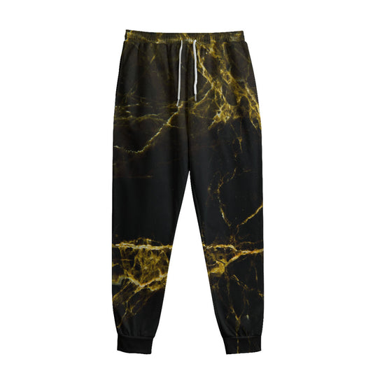 Black Gold Marble Print Sweatpants