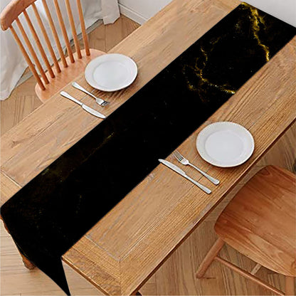 Black Gold Marble Print Table Runner
