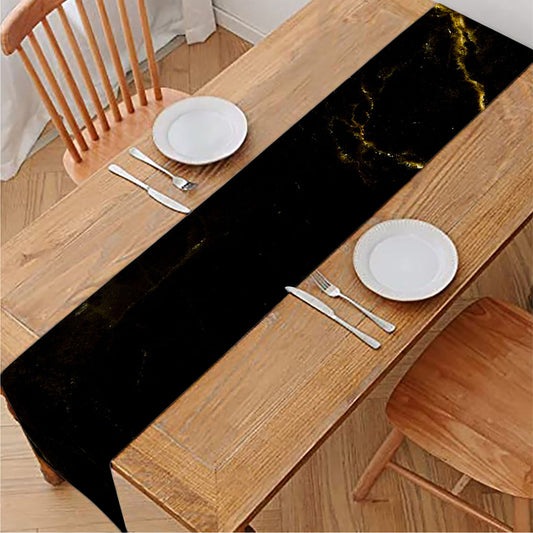 Black Gold Marble Print Table Runner