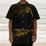 Black Gold Marble Print Textured Short Sleeve Shirt