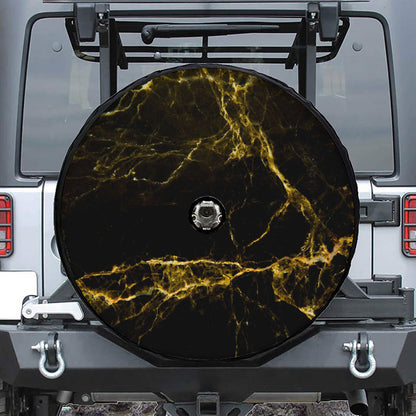 Black Gold Marble Print Tire Cover With Camera Hole