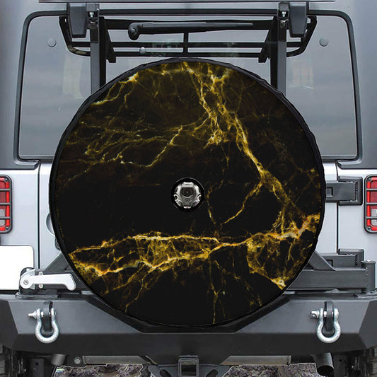 Black Gold Marble Print Tire Cover With Camera Hole