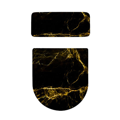 Black Gold Marble Print Toilet Lid And Tank Cover Set