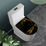 Black Gold Marble Print Toilet Lid Cover