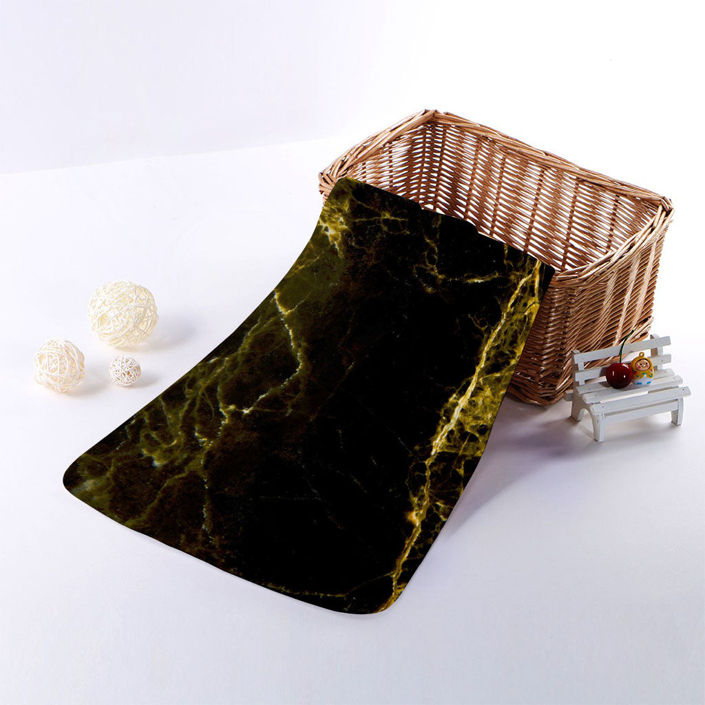Black Gold Marble Print Towel