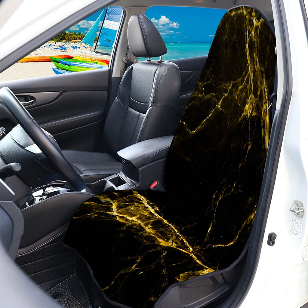 Black Gold Marble Print Waterproof Car Seat Cover