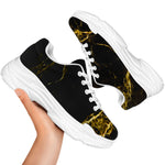 Black Gold Marble Print White Chunky Shoes