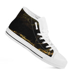 Black Gold Marble Print White High Top Sneakers