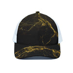 Black Gold Marble Print White Mesh Trucker Cap