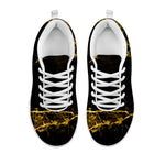 Black Gold Marble Print White Running Shoes