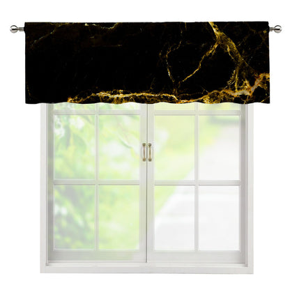 Black Gold Marble Print Window Valance
