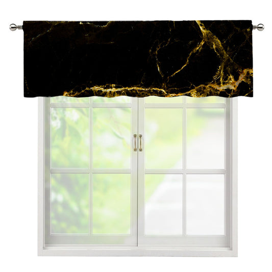 Black Gold Marble Print Window Valance