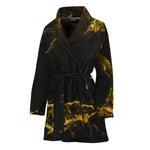 Black Gold Marble Print Women's Bathrobe