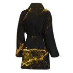 Black Gold Marble Print Women's Bathrobe