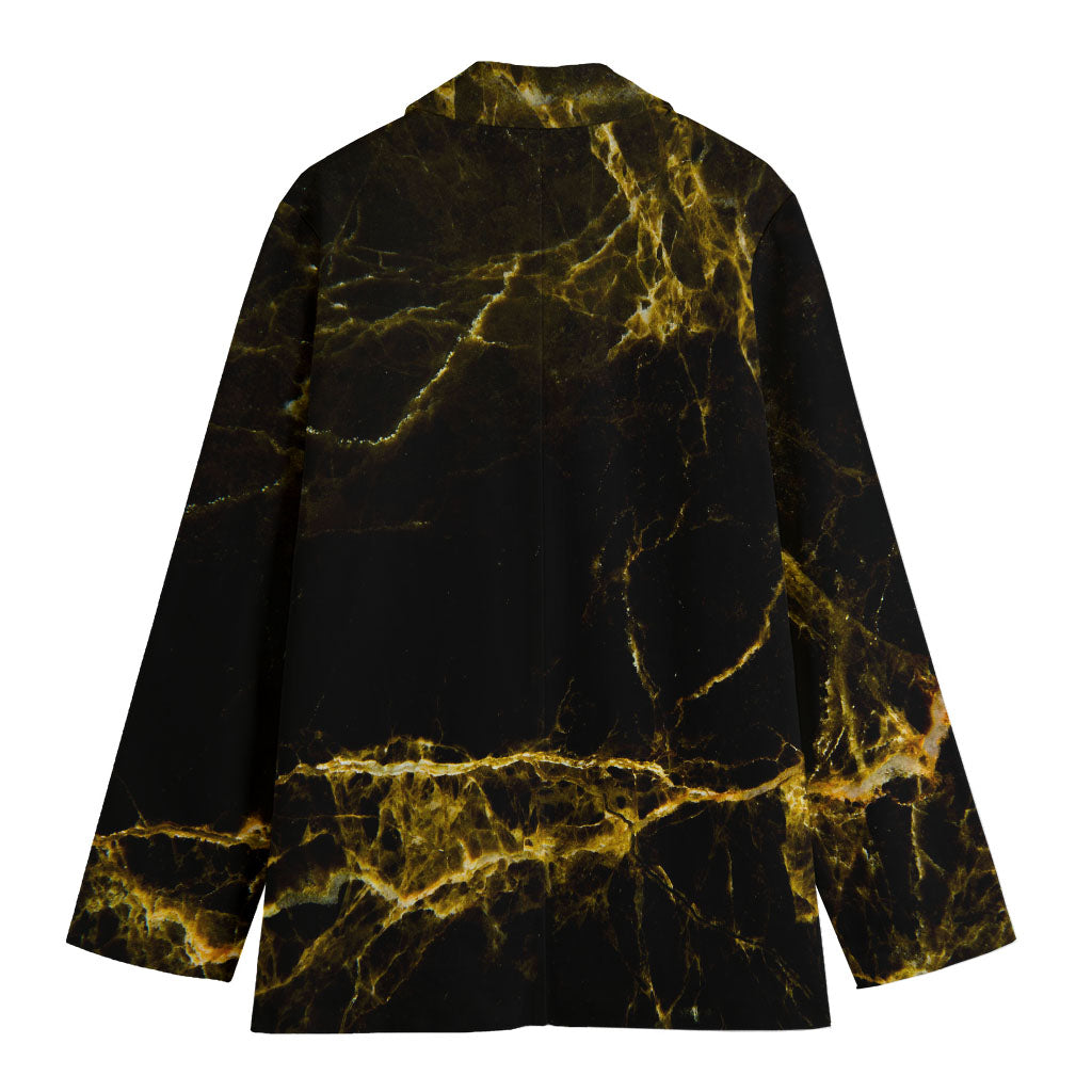 Black Gold Marble Print Women's Blazer