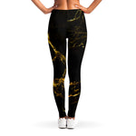 Black Gold Marble Print Women's Leggings