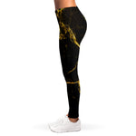 Black Gold Marble Print Women's Leggings