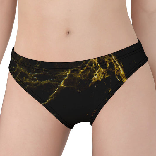 Black Gold Marble Print Women's Panties
