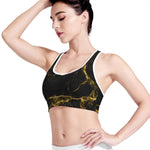 Black Gold Marble Print Women's Sports Bra