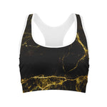Black Gold Marble Print Women's Sports Bra