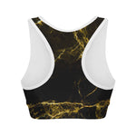 Black Gold Marble Print Women's Sports Bra
