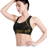 Black Gold Marble Print Women's Sports Bra
