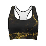 Black Gold Marble Print Women's Sports Bra