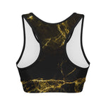 Black Gold Marble Print Women's Sports Bra
