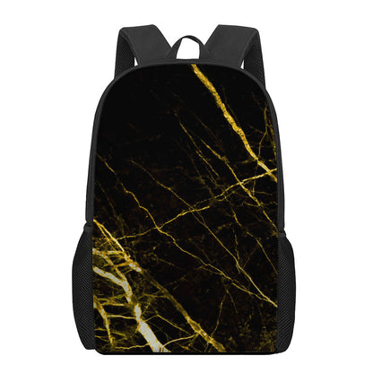 Black Gold Scratch Marble Print 17 Inch Backpack