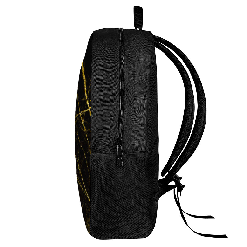 Black Gold Scratch Marble Print 17 Inch Backpack