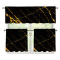 Black Gold Scratch Marble Print 3 Piece Kitchen Curtains