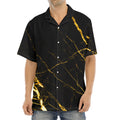 Black Gold Scratch Marble Print Aloha Shirt