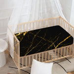 Black Gold Scratch Marble Print Baby Crib Sheet