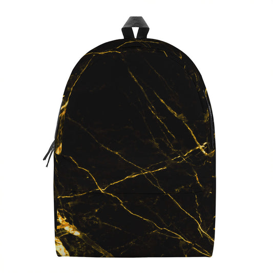 Black Gold Scratch Marble Print Backpack