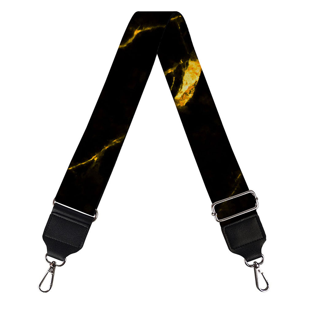 Black Gold Scratch Marble Print Bag Strap