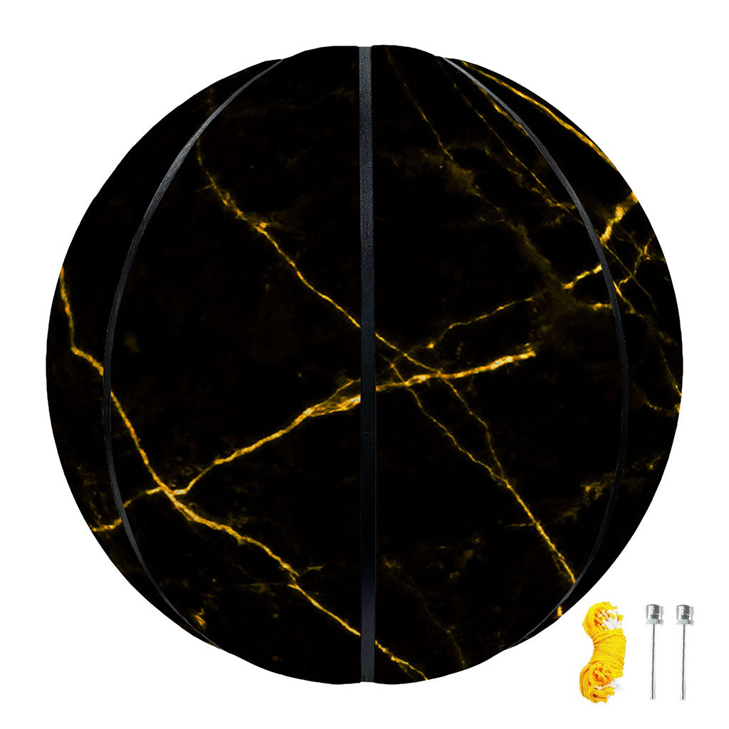Black Gold Scratch Marble Print Basketball
