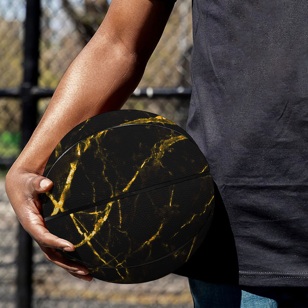 Black Gold Scratch Marble Print Basketball