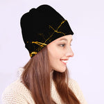 Black Gold Scratch Marble Print Beanie