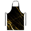 Black Gold Scratch Marble Print Bib Apron With Pocket