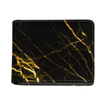 Black Gold Scratch Marble Print Bifold Wallet